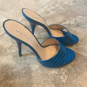 Casadei gorgeous turquoise step-in sandals